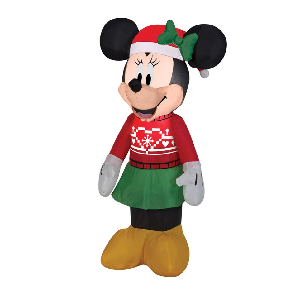 Gemmy 110647 Christmas Inflatable Minnie Mouse In Ugly Sweater