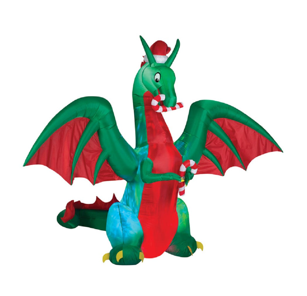 Gemmy 38088 Inflatable Christmas Santa Dragon, Polyester