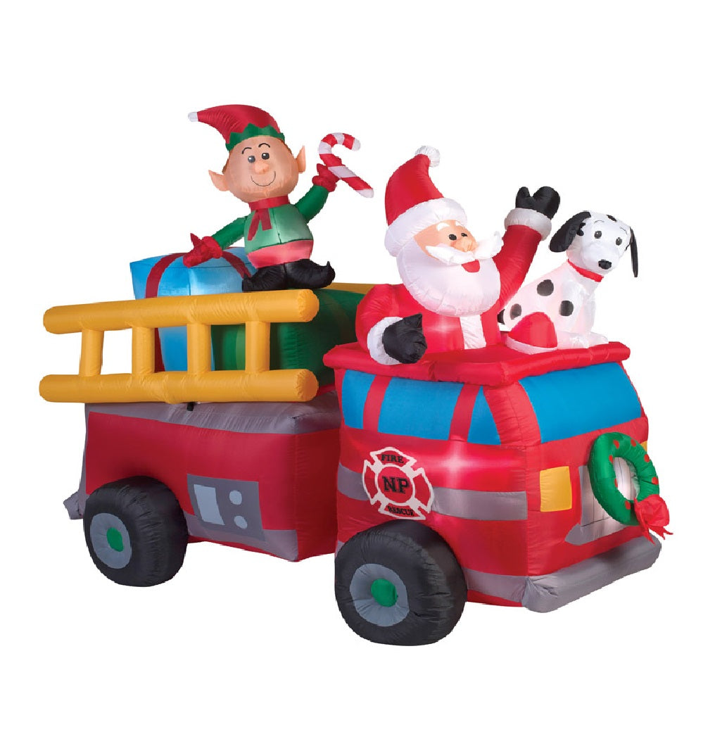 Gemmy 39466 Znone Inflatable Christmas Santa Fire Truck Scene, Polyester