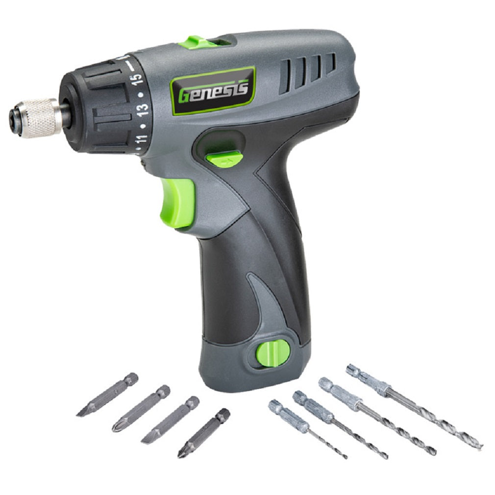 Genesis GLSD08B 2-Speed Cordless Screwdriver, 8 Volt