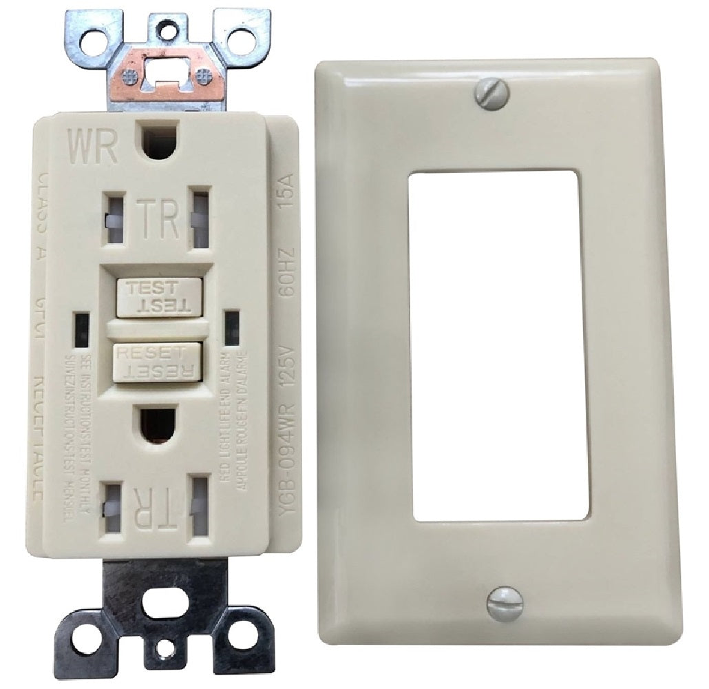 Genmax Corporation TRWR15VST GFCI Wall Receptacle, Ivory, 15 Amp
