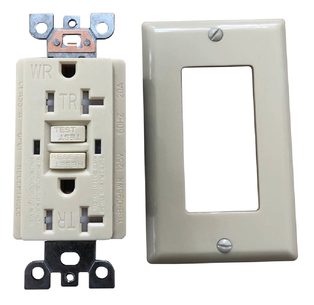Genmax Corporation TRWR20VST GFCI Wall Receptacle, Ivory, 20 Amp