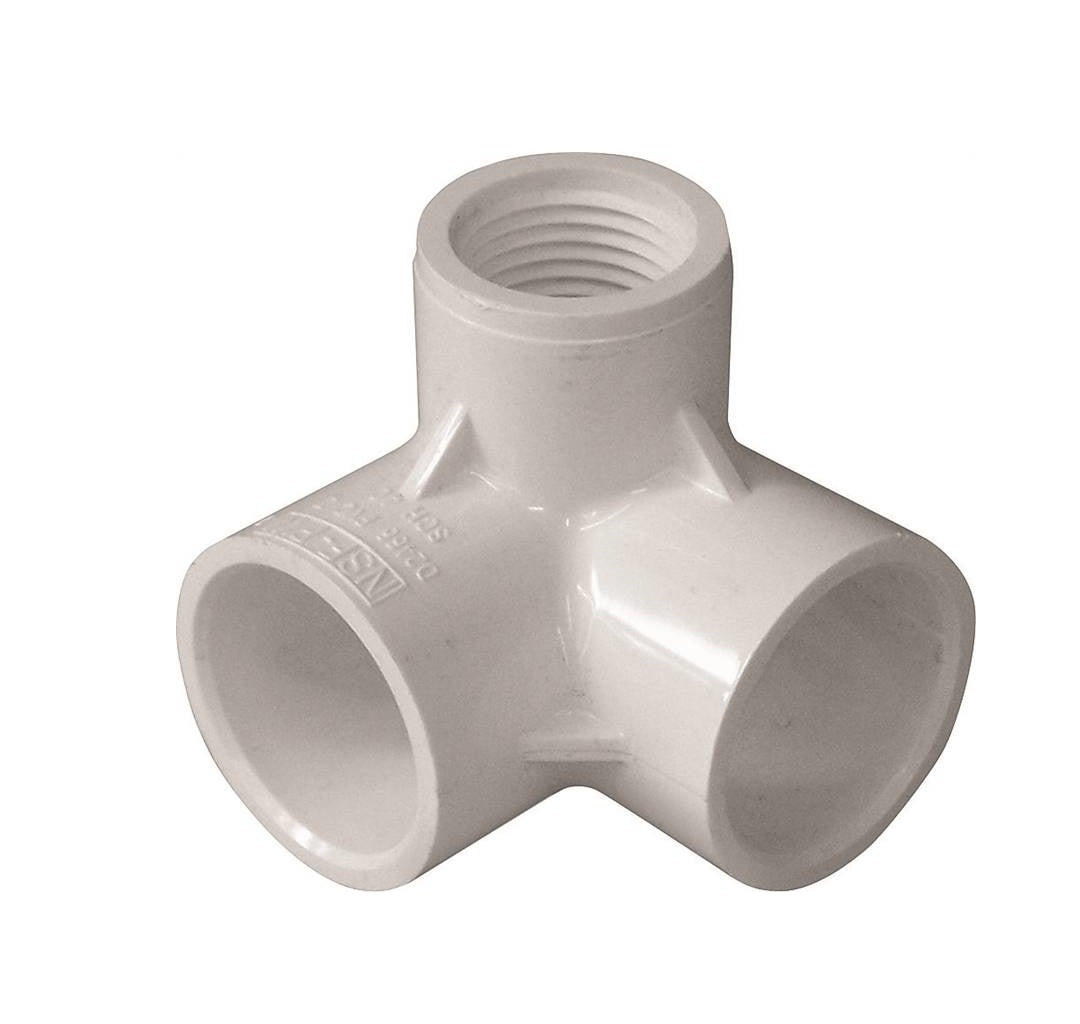 Genova 414130BC 300 Series 90 Degree Pipe Elbow with Side Inlet, 1 in X 1/2 in