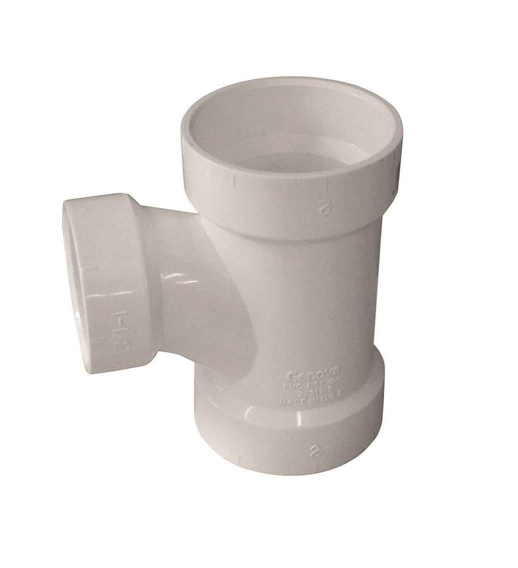 Genova 192136 700 Series Reducing Sanitary Tee, White, 4 in x 4 in x 3 in