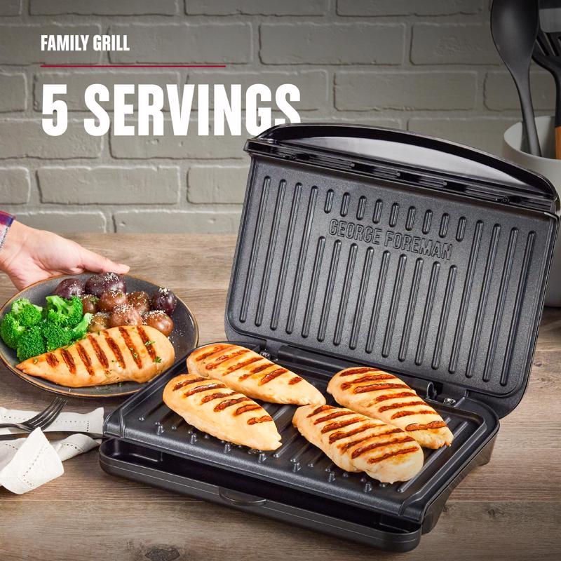 George Foreman GRS075B Grill and Panini Press, Black