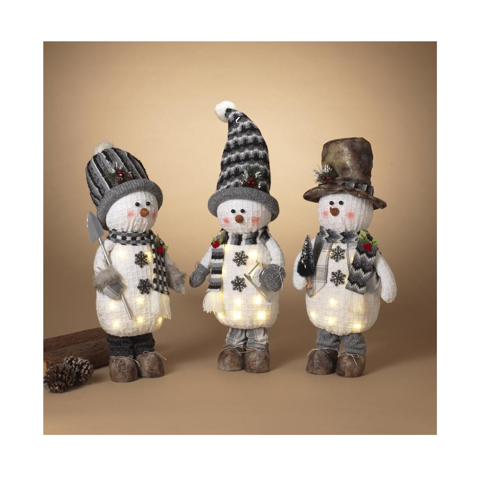 Gerson 2657790 Christmas Lighted Plush Snowmen, Assorted Colors
