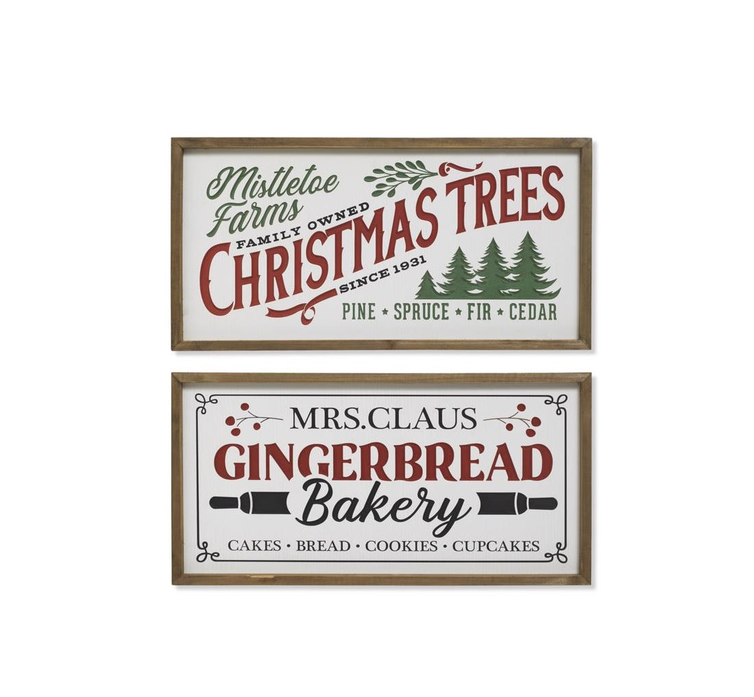 Gerson 2600040 Christmas Trees and Gingerbread Bakery Sign, Multicolored