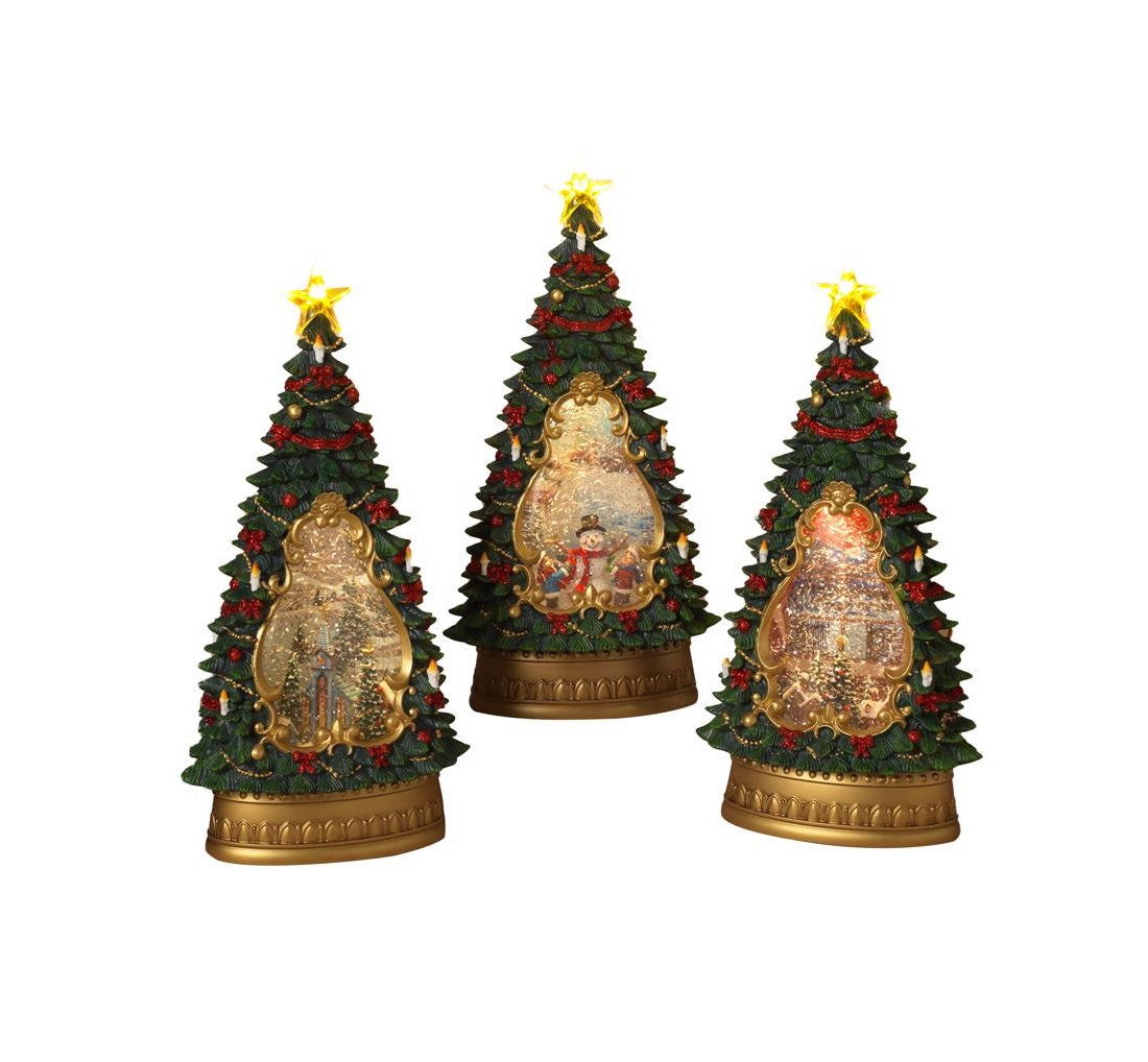 Gerson 2659930 Christmas Water Globe Tree, Assorted