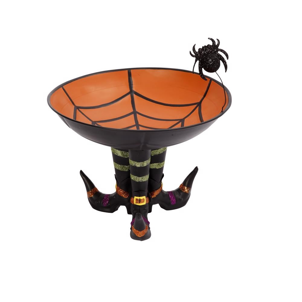 Gerson 2358080 Halloween Candy Bowl on Witch Boots, Black/Orange