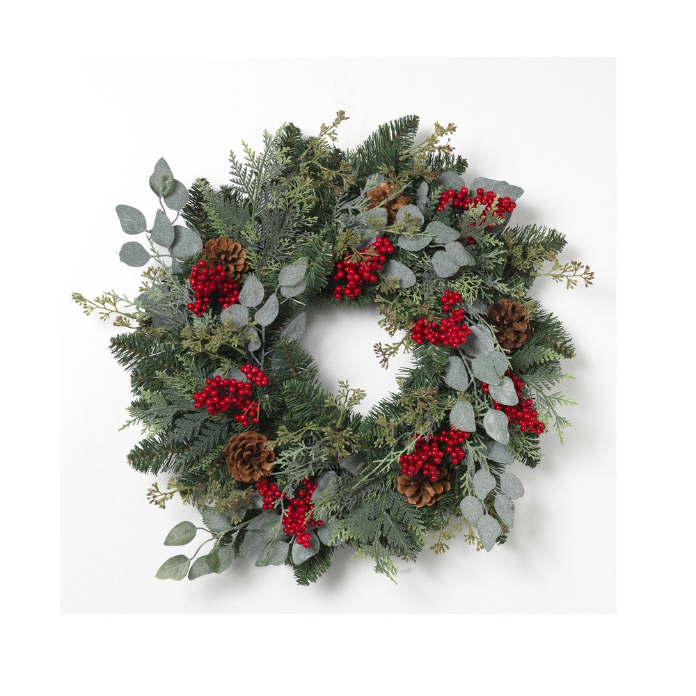 Gerson 2363990 Red Berry Christmas Wreath, 24 Inch