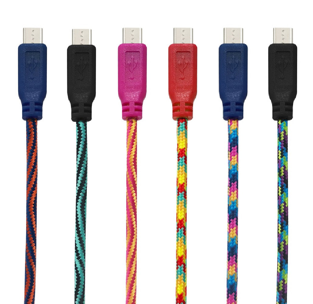 GetPower GP-XL-BRD-M Micro to USB Charging Cable, Assorted, 10' L