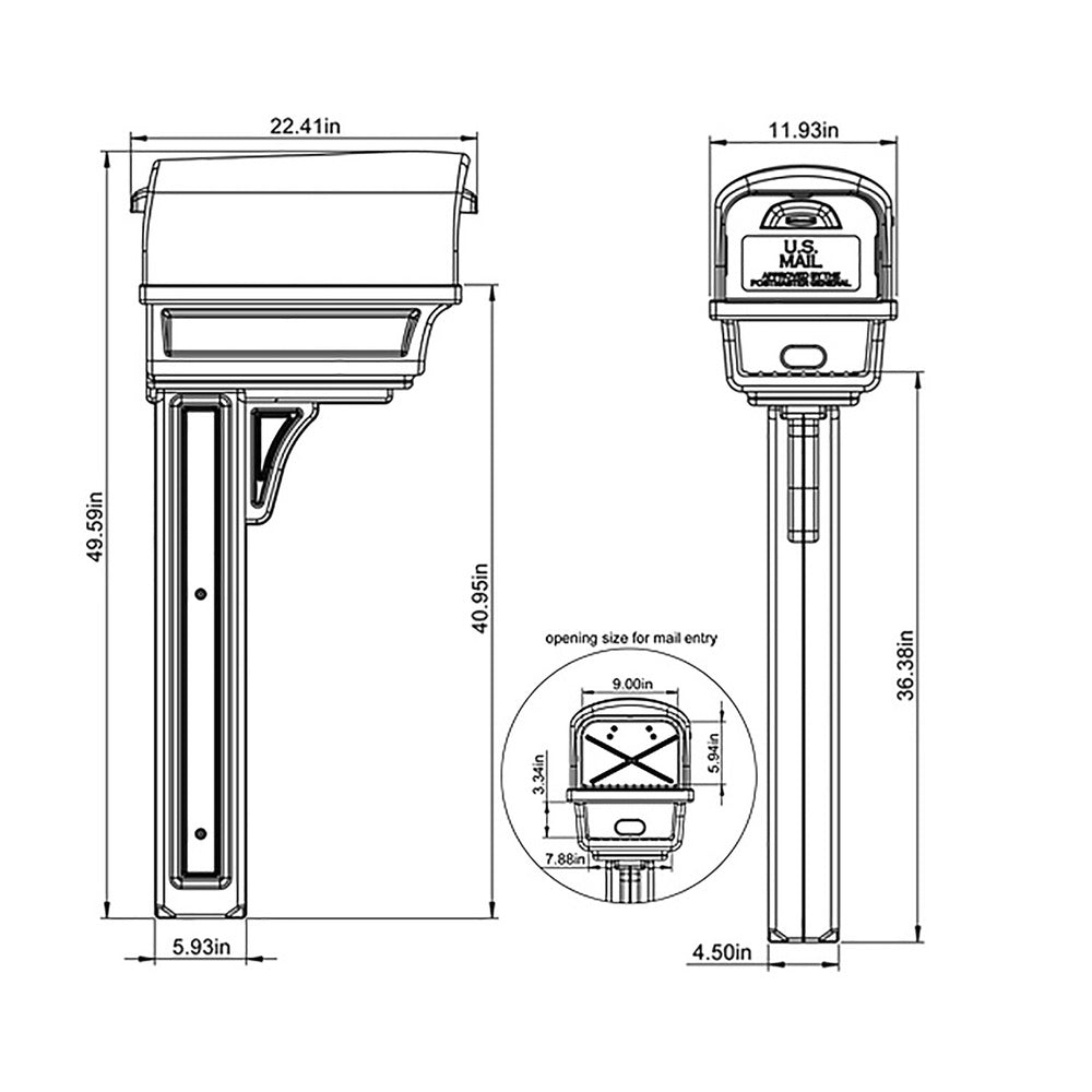 Gibraltar Mailboxes GGC1G00AM Gentry Classic Post Mount Mailbox, Green