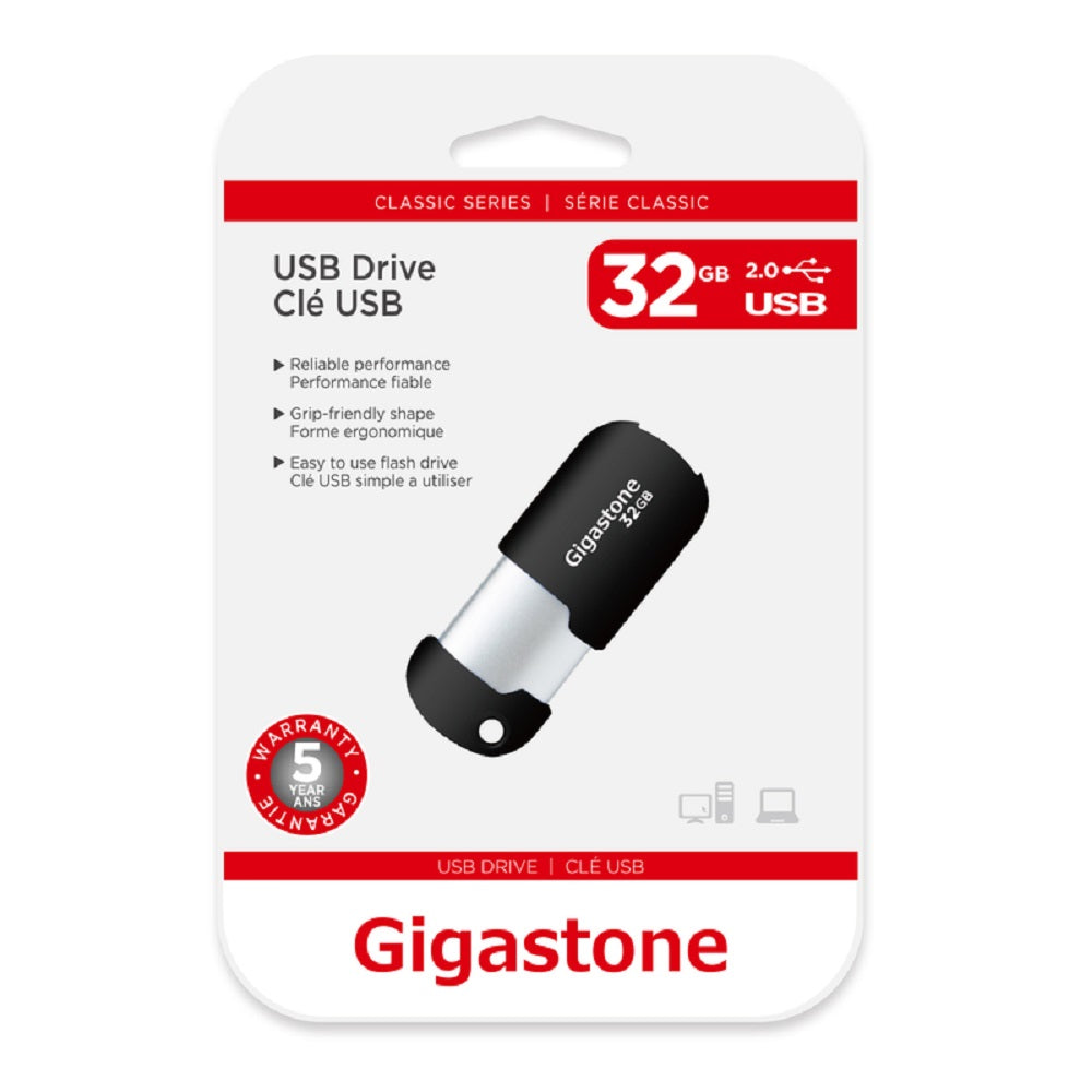 Gigastone GS-Z32GCNBL-R Flash Drive, 32 GB, Black