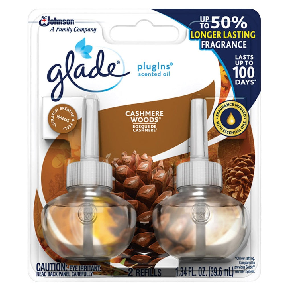 Glade 72442 Plug-Ins Air Freshener Refill Cashmere Woods Scent, 1.34 Oz