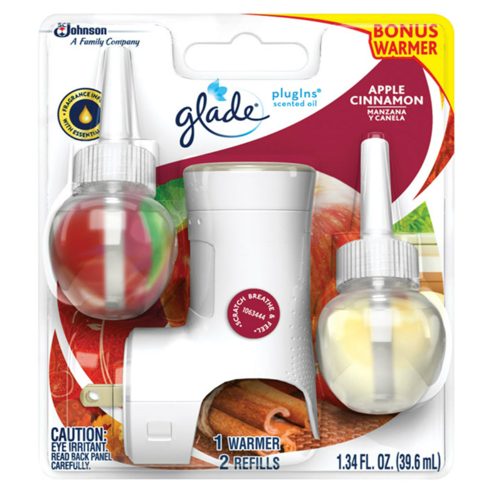 Glade 77567 Plug-Ins Air Freshener Starter Kit, Apple Cinnamon, 1.34 Oz