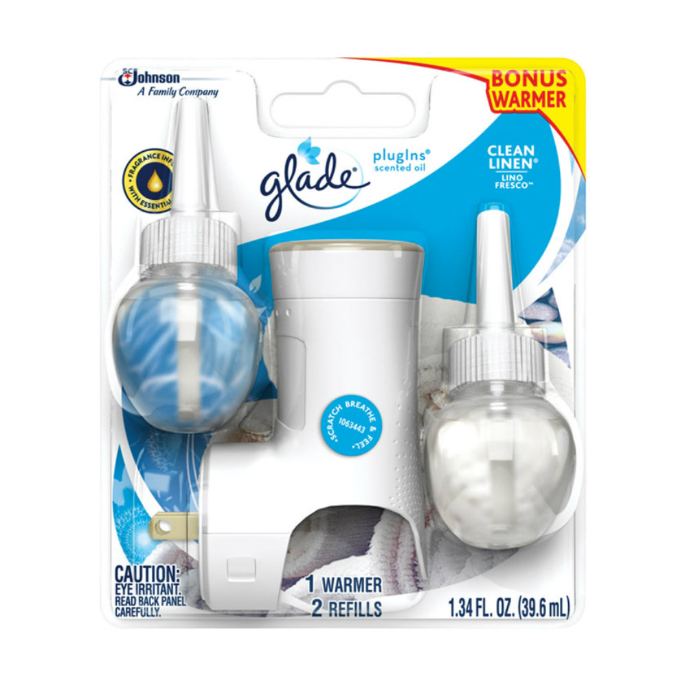 Glade 77566 Plug-Ins Air Freshener Starter Kit, Clean Linen, 1.34 oz