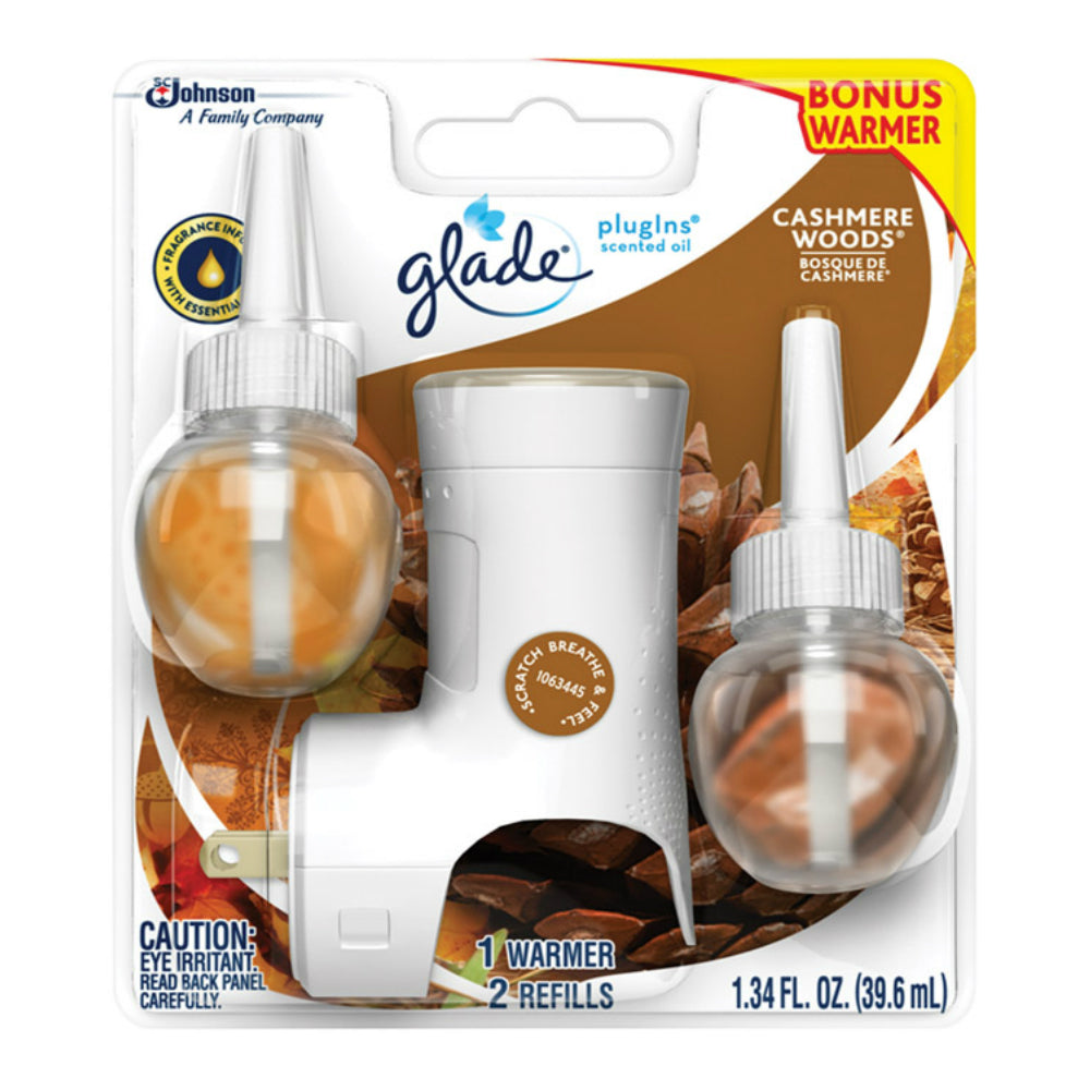 Glade 77565 Plug-Ins Air Freshener Starter Kit, Cashmere Woods, 1.34 oz