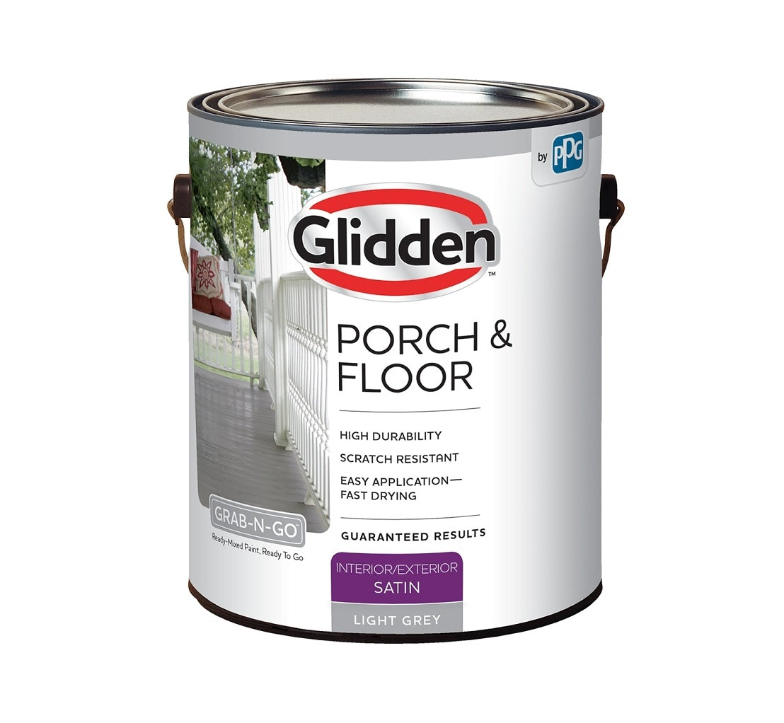 Glidden 3034F Porch & Floor Interior/Exterior Paint, Light Gray, 1 Gallon
