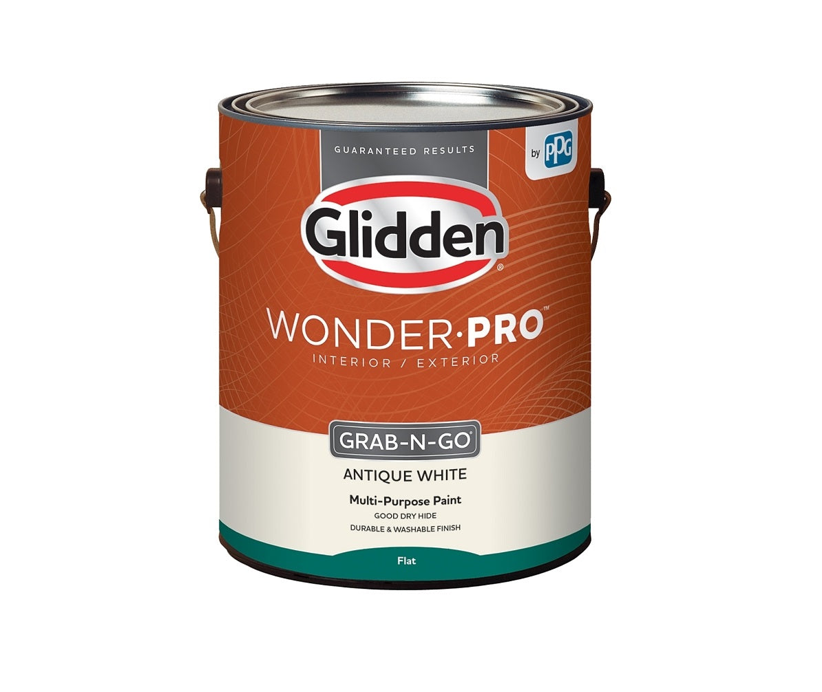 Glidden GLWP30AW/01 Wonder-Pro Interior/Exterior Paint, Antique White, 1 Gallon