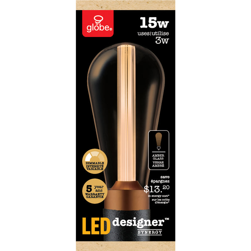 Globe 31046 Designer Synergy ST64 LED Light Bulb, 3 watts