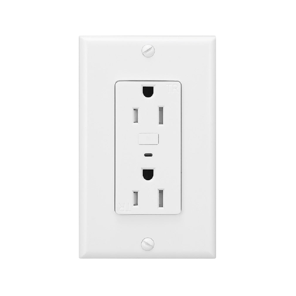 Globe 50024 Duplex Electrical WiFi Outlet, Plastic, White