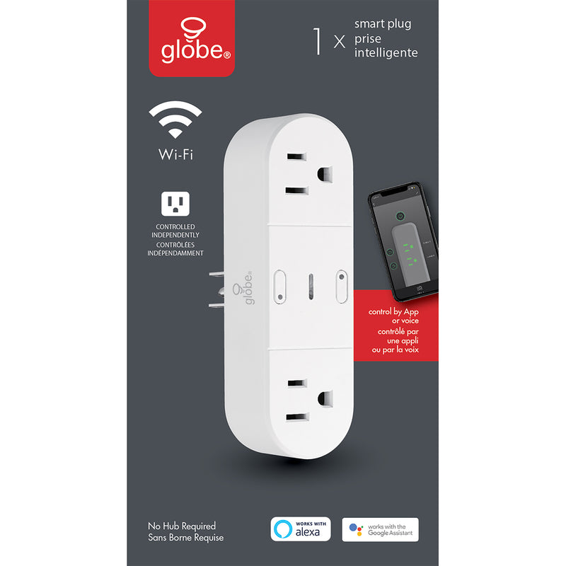 Globe 50020 Electrical WiFi Outlet, White, 125 volt