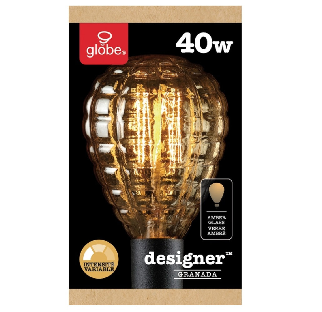Globe 84635 Granada G40 Decorative Incandescent Bulb, Amber, 40 W