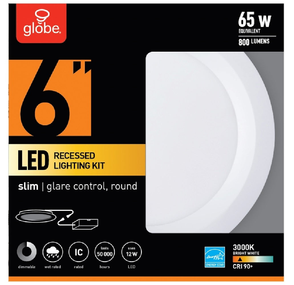 Globe 91500 LED Recessed Downlight, White, 65 watt, 120 volt