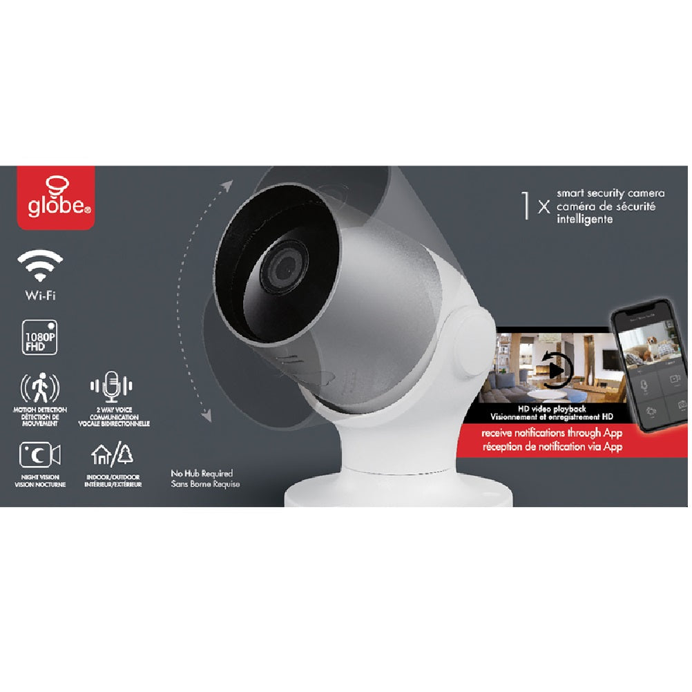 Globe 50108 Night Vision Wi-Fi Security Camera, Plastic