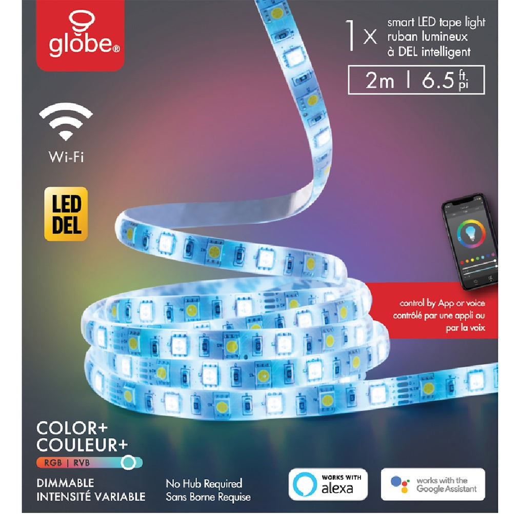 Globe 50115 Plug-In LED Tape Light, White, 6.6 Feet