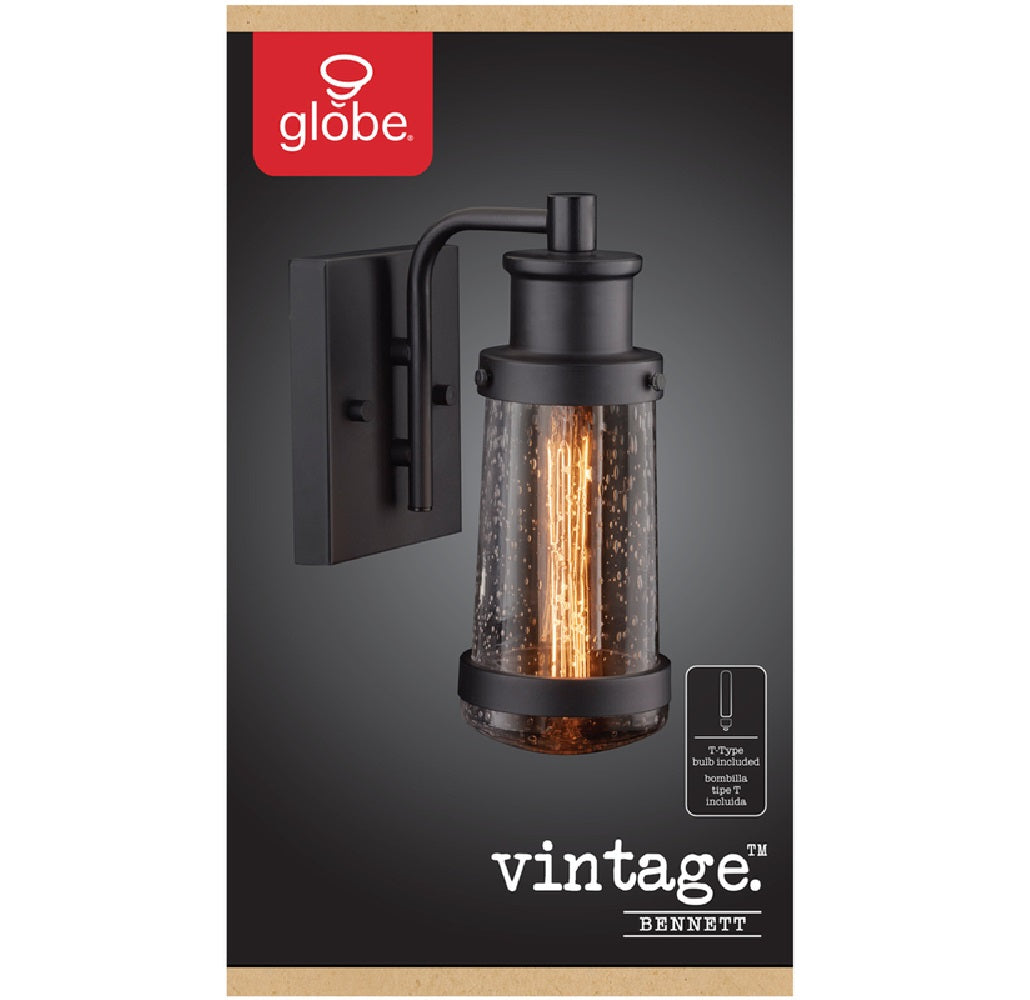 Globe 44315 Vintage Bennett Wall Sconce, Matte, Black