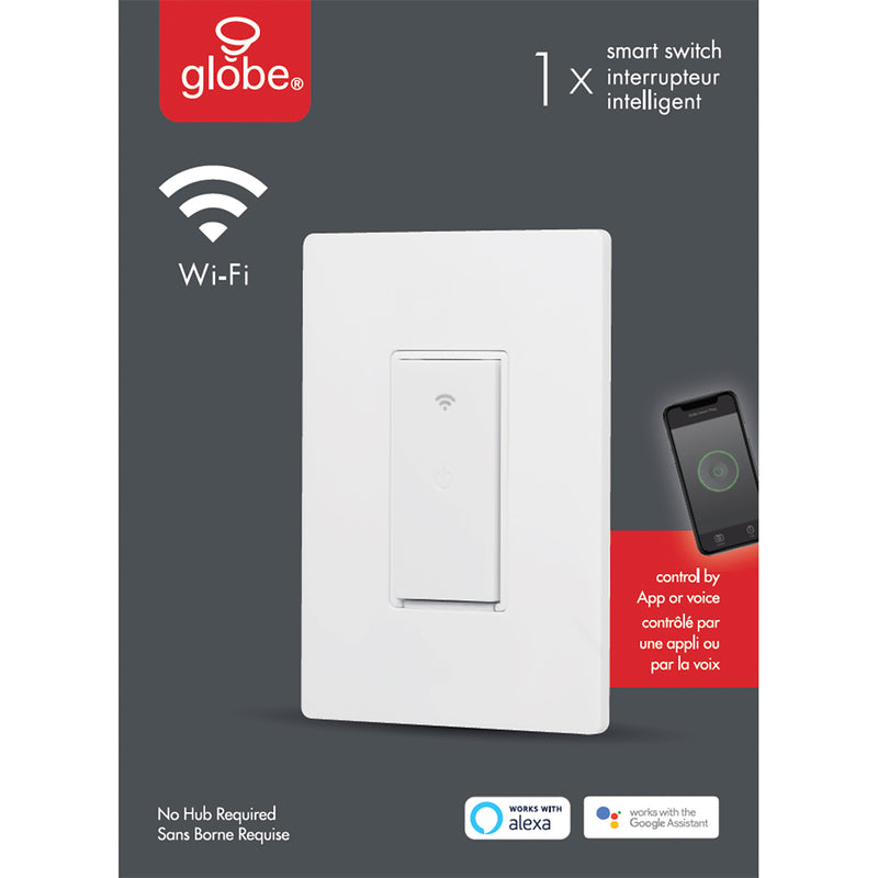Globe 50113 WiFi Smart Switch, White, 10 Amps