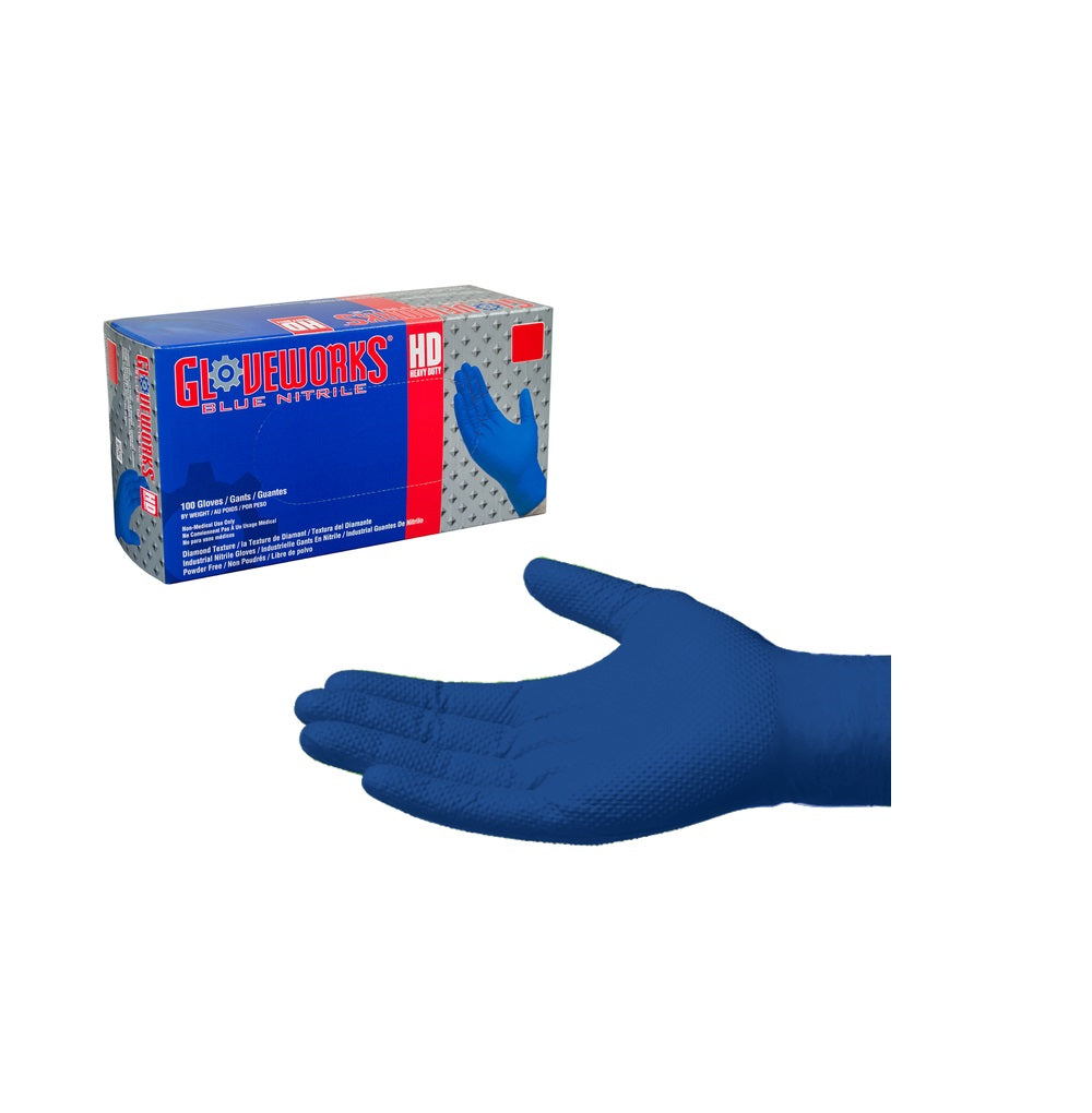 Gloveworks GWRBN46100 Nitrile Disposable Gloves, Large, Royal Blue