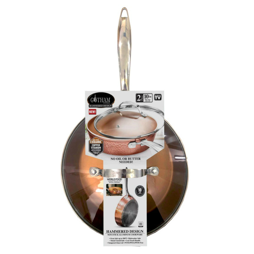 Gotham Steel 2619 Ceramic Copper Pan with Lid, 10 Inch