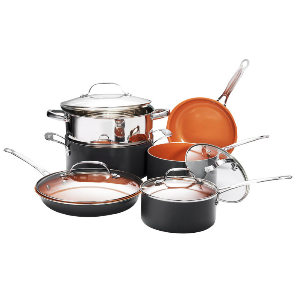 Gotham Steel 1129 Graphite Round Cookware Set with Lids, 10 pieces