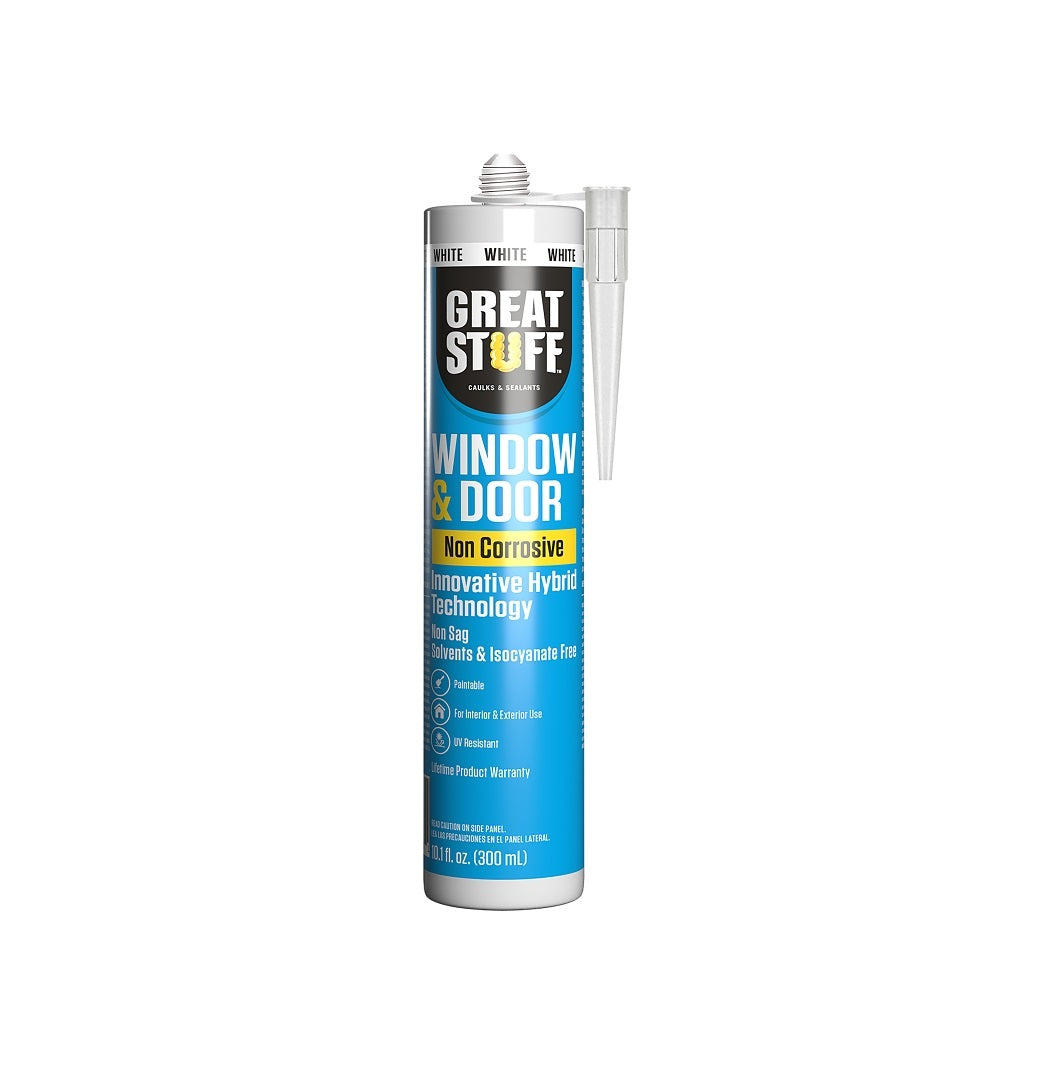 Great Stuff 99DOOR3008 Hybrid Sealant Caulk, White, 10.1 Oz