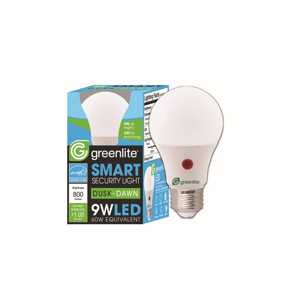 Greenlite 9W/LED/OMNI/DD A19 LED Dusk to Dawn Bulb, 9 Watts, 120 Volt