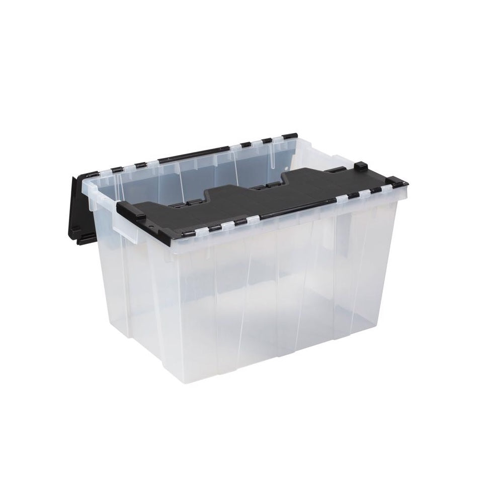 Greenmade 691307 Hinged-Lid Tote, Black/Clear, 12 Gallon