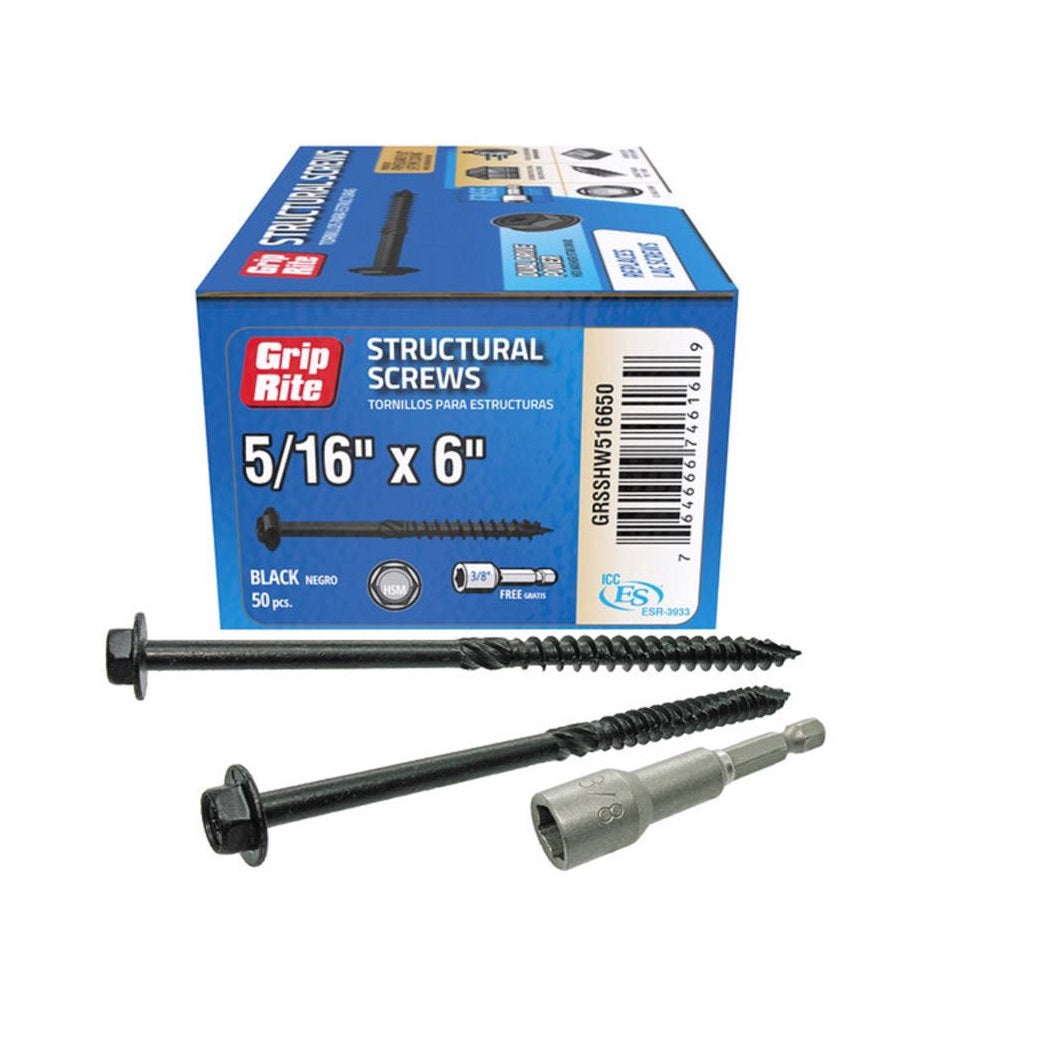 Grip-Rite GRSSHW516650 Structural Screw, 6 inch, Pack of 50