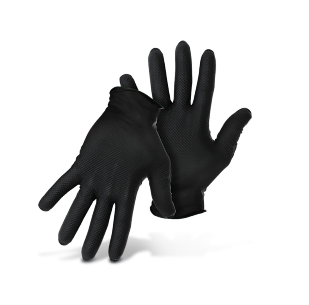 Grippaz G21091-L Disposable Gloves, Nitrile, Black, Large