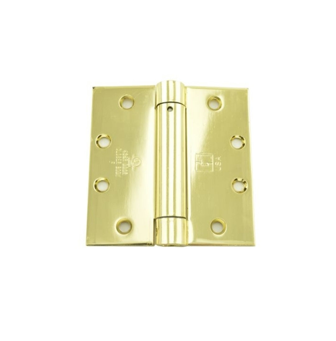 Hager 12504123.1 Full Mortise Single Acting Square Corner Spring Hinge, Bright Brass