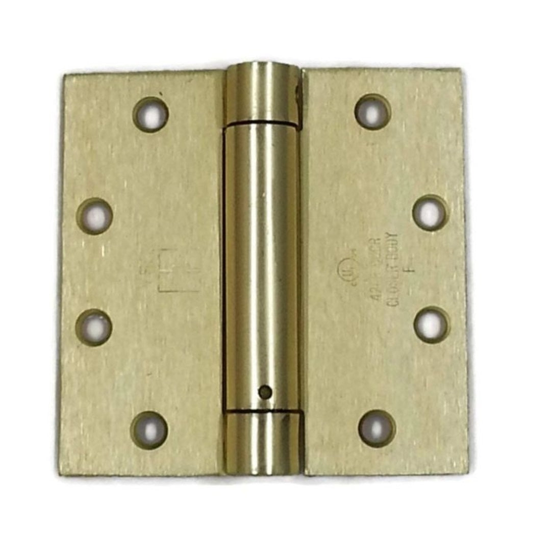 Hager 125044.1 Full Mortise Single Acting Square Corner Spring Hinge, Single Box, Satin Brass