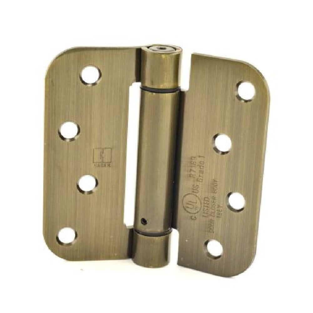 Hager 175245 4" x 4" Mortise Spring Hinge with 5/8" Radius Corner, Antique Brass