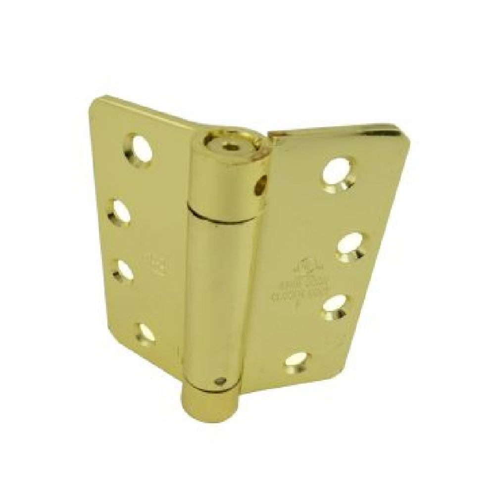 Hager 125143.1 4" x 4" Mortise Spring Hinge with 1/4" Radius Corner, Polished Brass