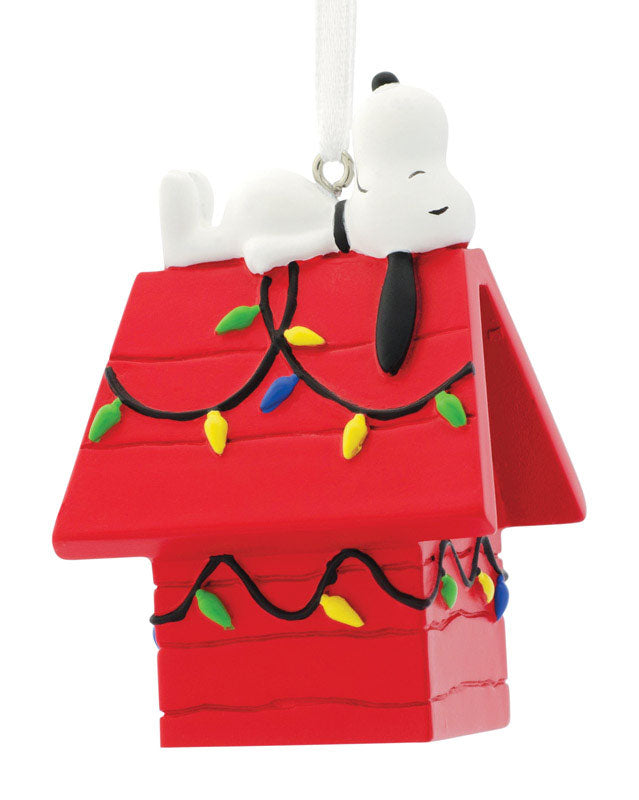 Hallmark 2HCM1007 Snoopy On Doghouse Christmas Ornament, Resin