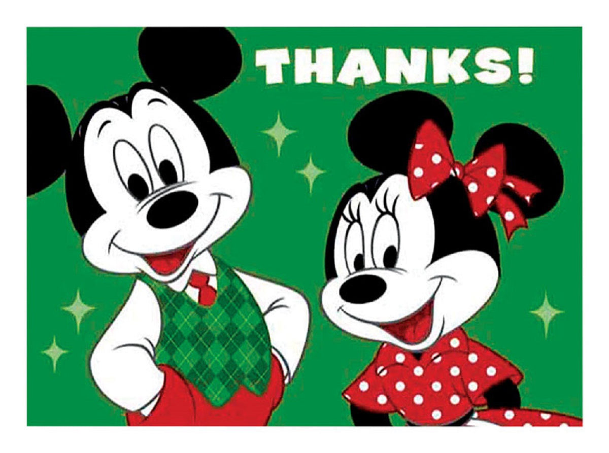 Hallmark 449NSX1135 Mickey/Minnie Thank You Notes Cards, Multi-Color