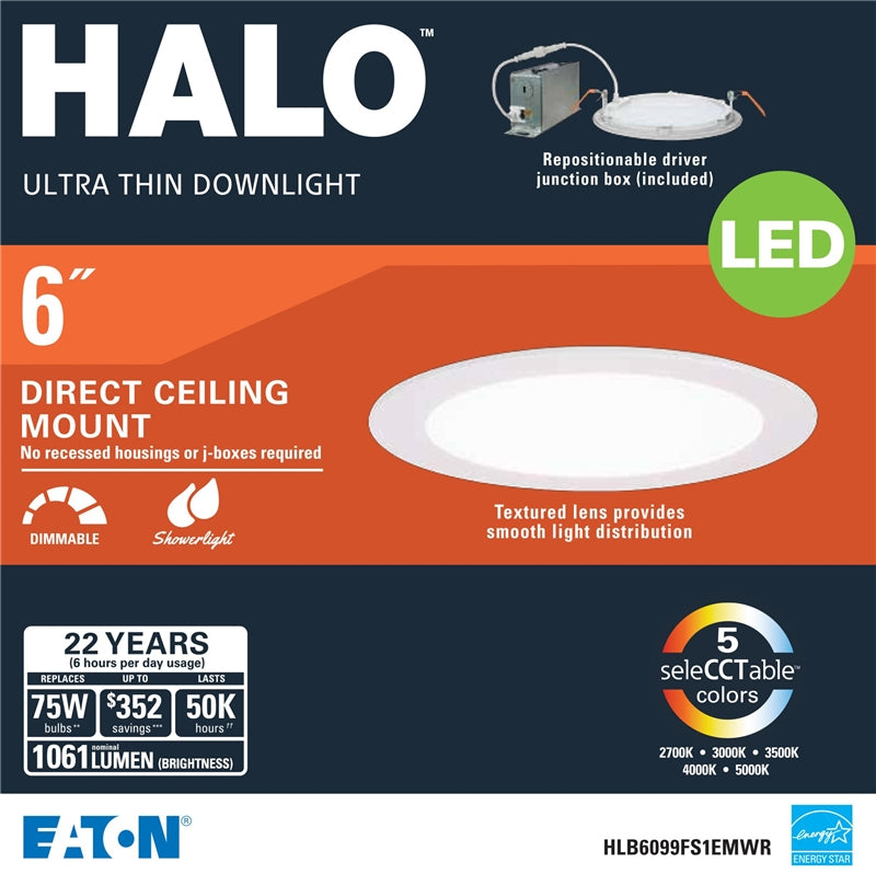 Halo HLB6099FS1EMWR LED Recessed Light Direct Mount Kit, 6 in