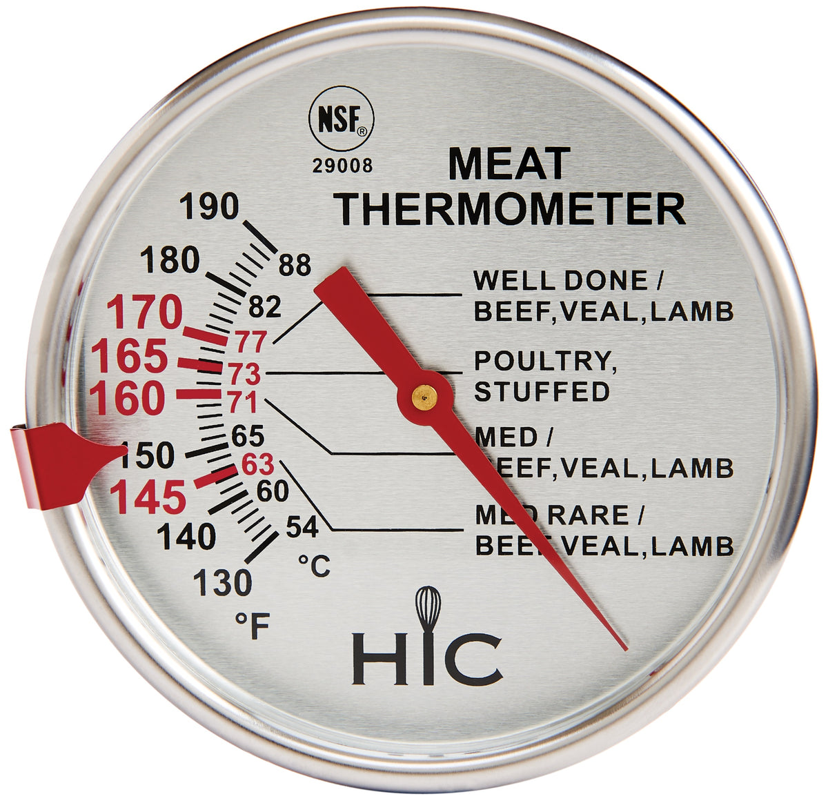 Harold Import 29008 Large Face Meat Thermometer, Stainless Steel