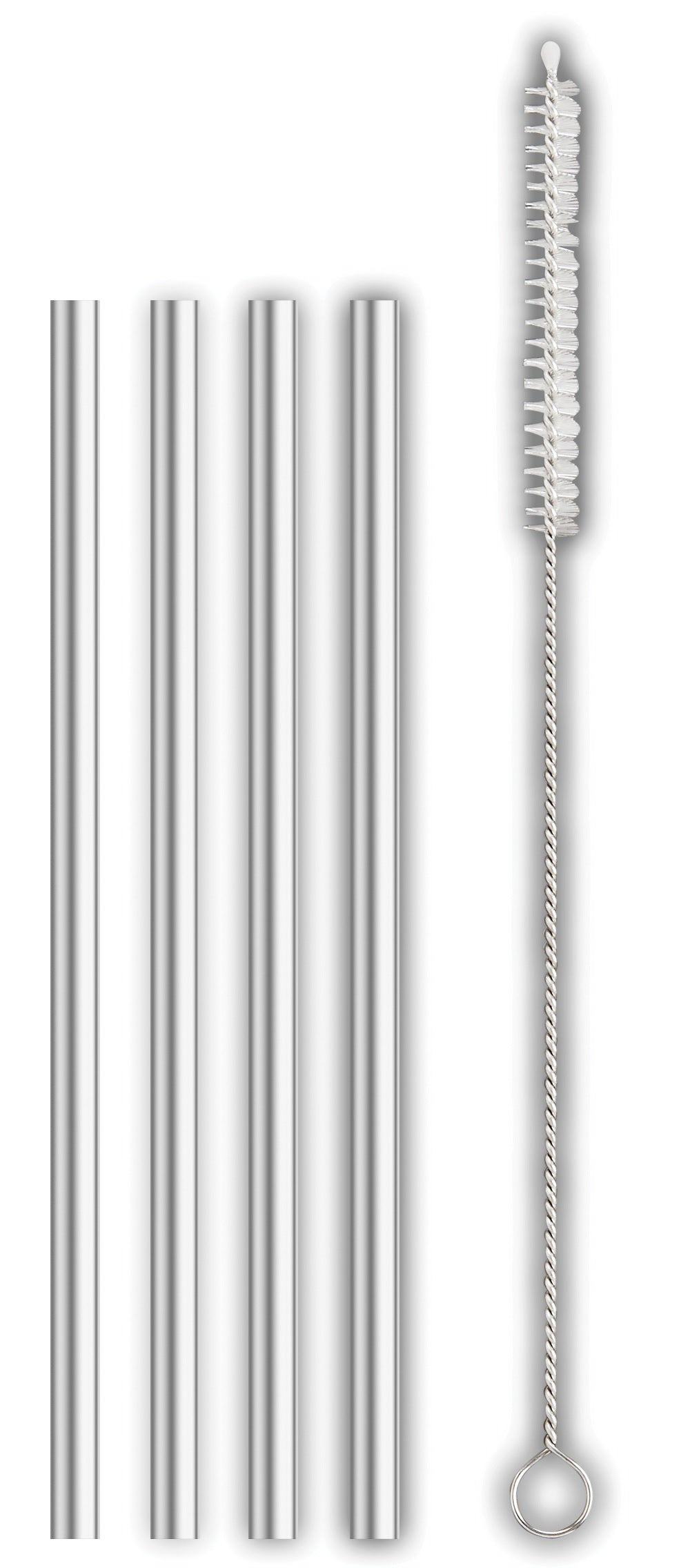 Harold Import 42006 Reusable Cocktail Straws With Brush, 6", Stainless Steel