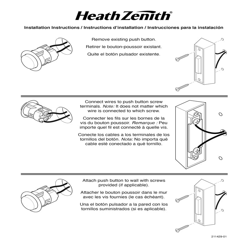 Heath Zenith SL-7311-03 Wireless Door Chime Kit, White